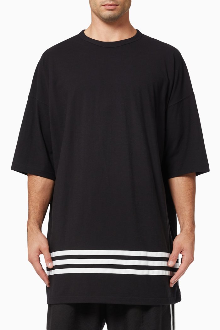 

Oversized Stripes T-shirt in Cotton Jersey, Black