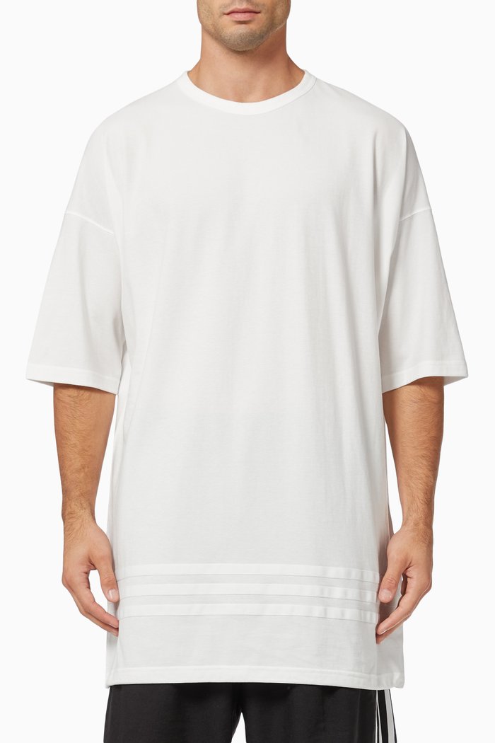 

Oversized Stripes T-shirt in Cotton Jersey, White