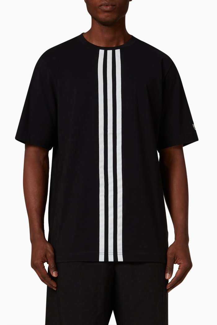 

Striped T-shirt in Cotton Jersey, Black
