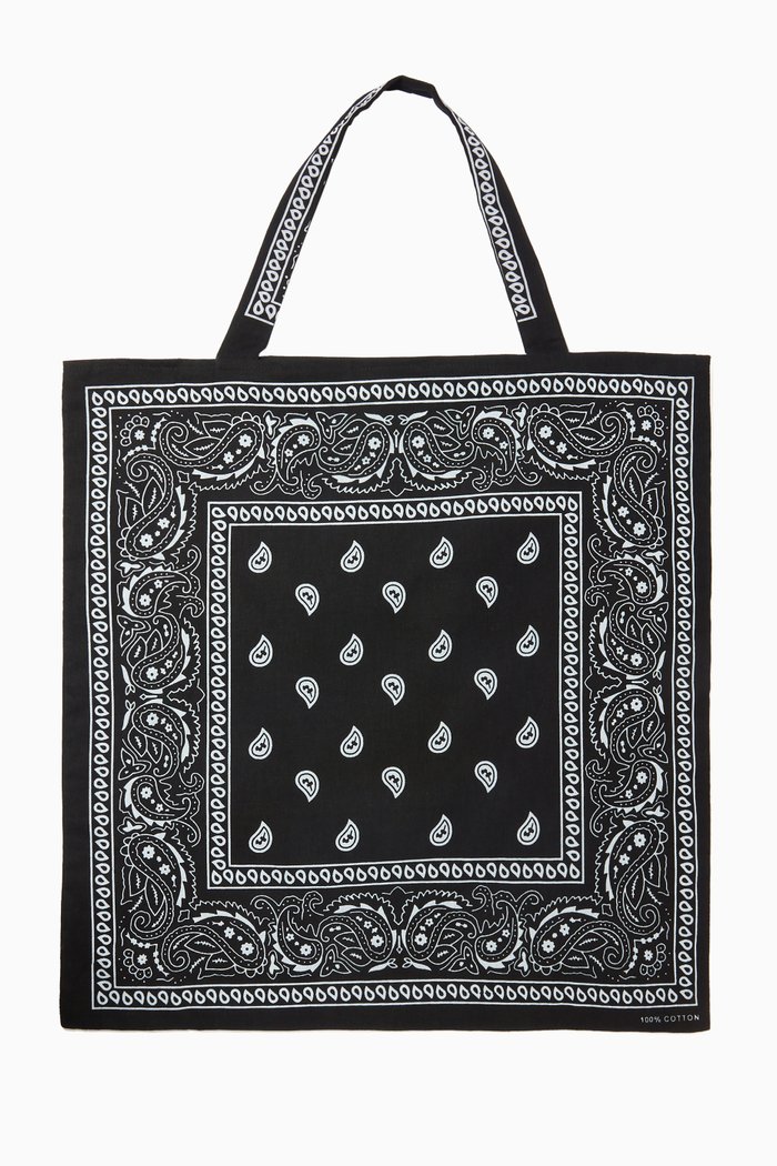 

Bandana Beach Bag in Bandana Print Cotton, Black