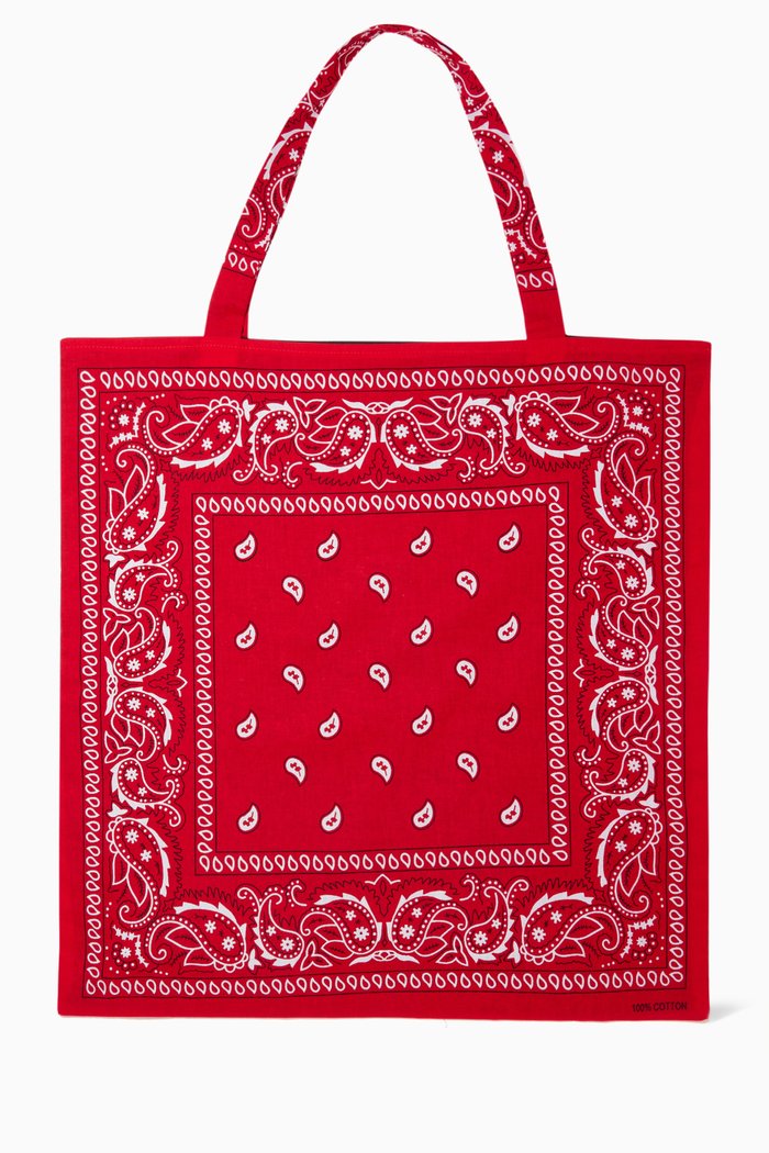 

Bandana Beach Bag in Bandana Print Cotton, Red