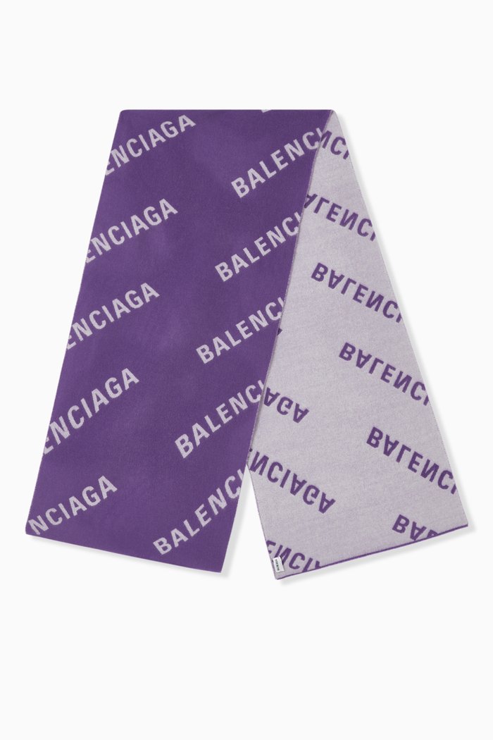 

Allover Logo Macro Scarf in Brushed Wool, Purple