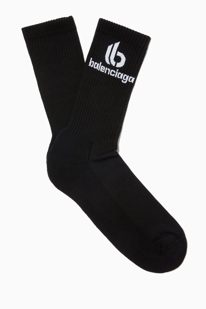 

Double B Tennis Socks in Cotton Knit, Black