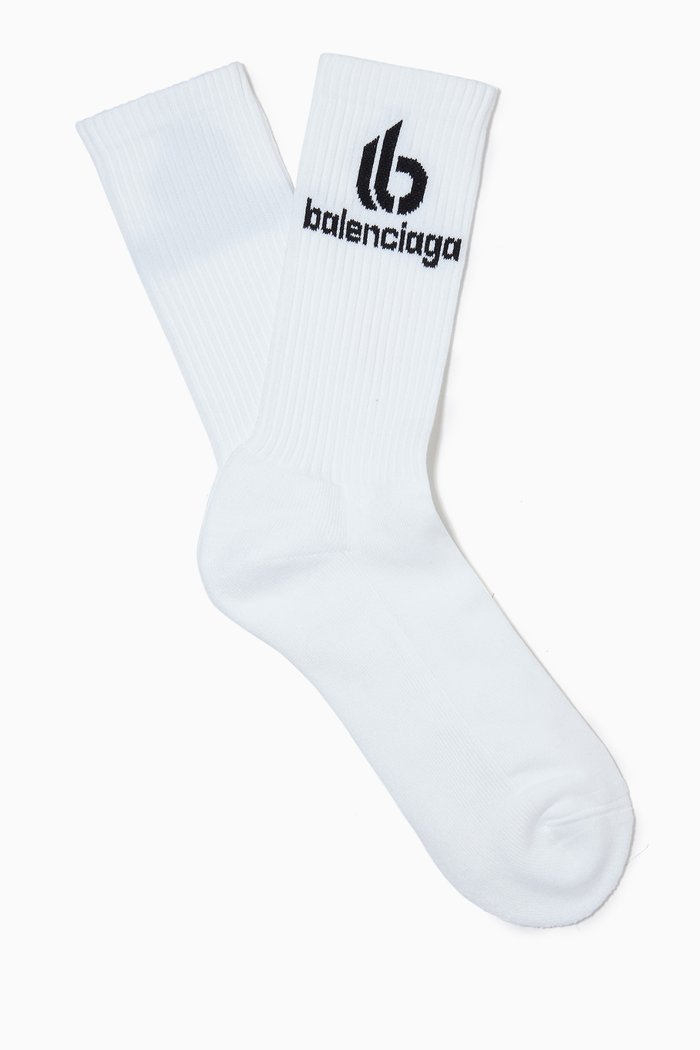 Double B Tennis Socks in Cotton Knit, White