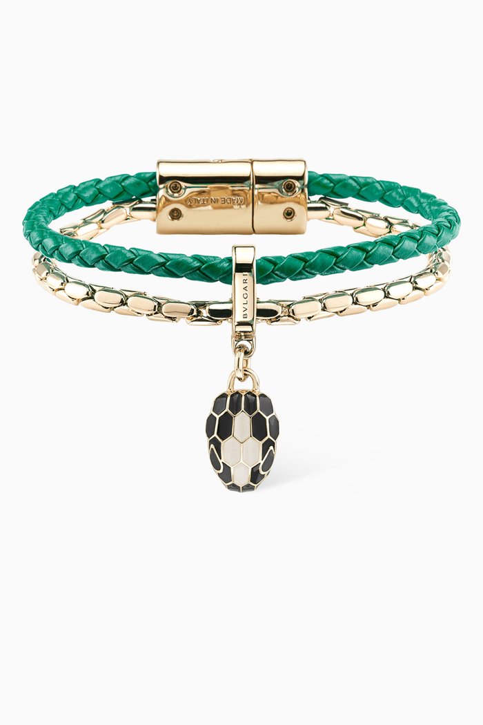 

Serpenti Forever Bracelet in Calfskin, Green