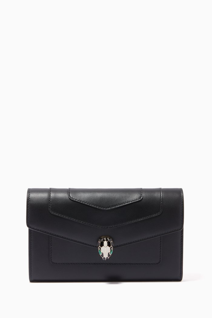 

Serpenti Forever Wallet in Calfskin, Black