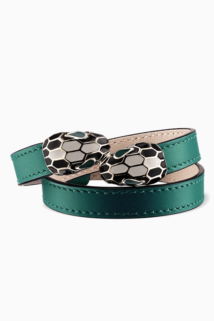 

Serpenti Forever Multi-coiled Bracelet in Calfskin, Green