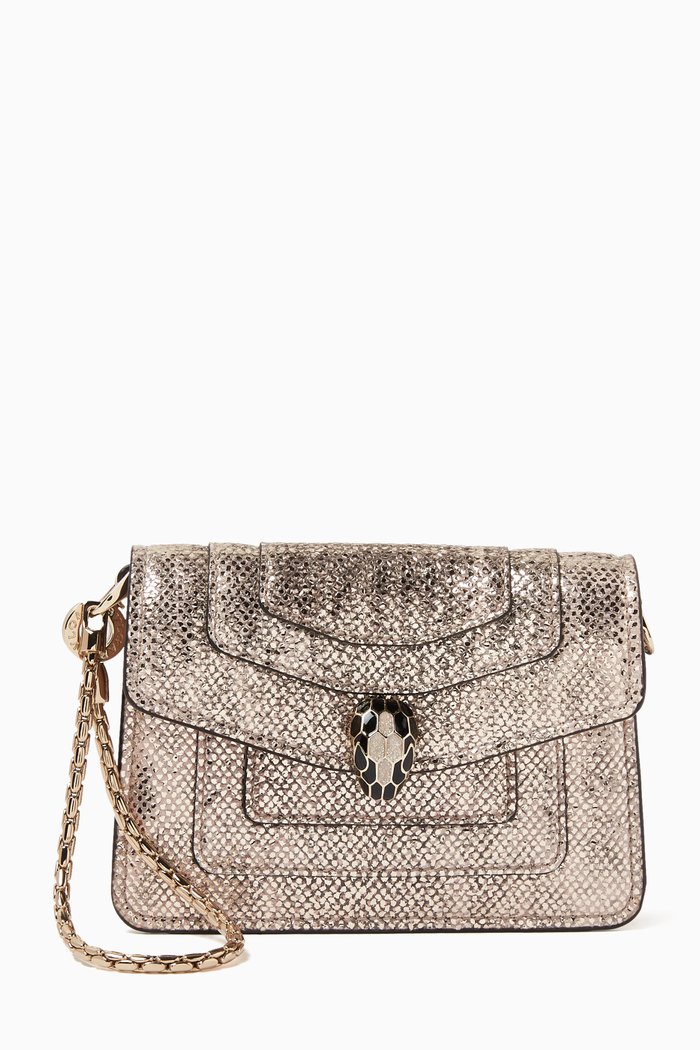 

Serpenti Forever Charm in Metallic Karung, Gold
