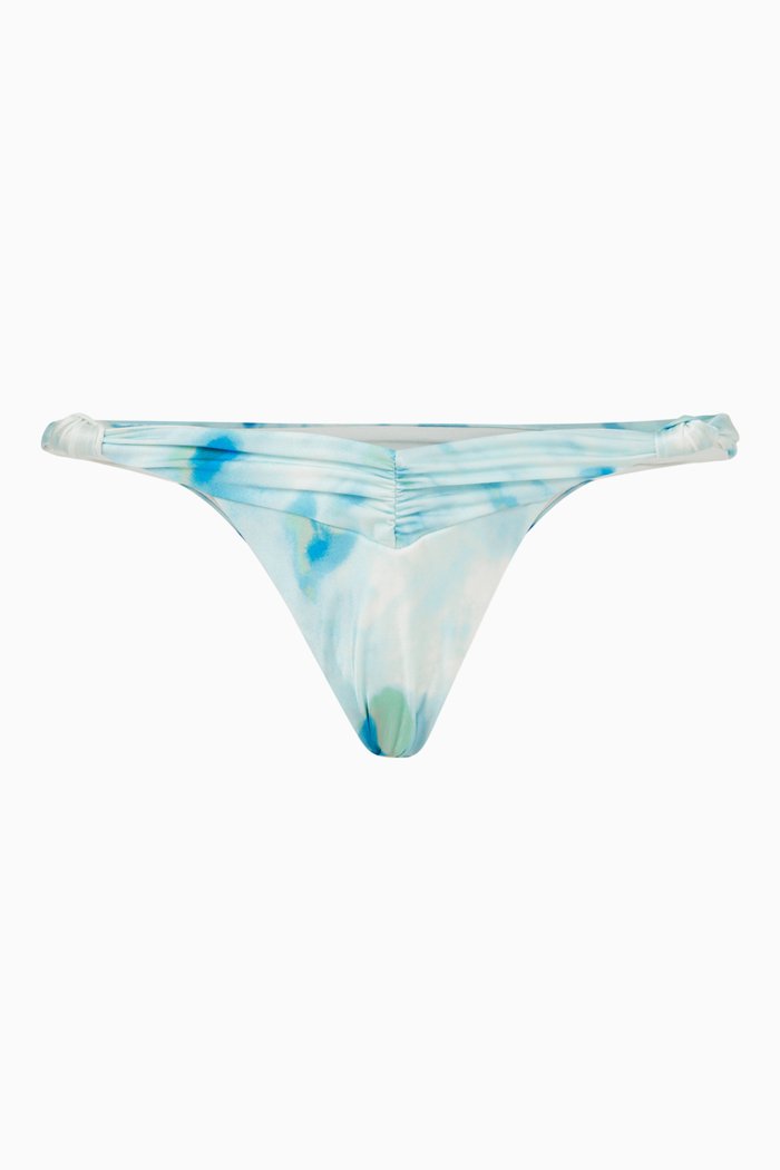 

Dexter Thong Bikini Bottom in Satin, Blue