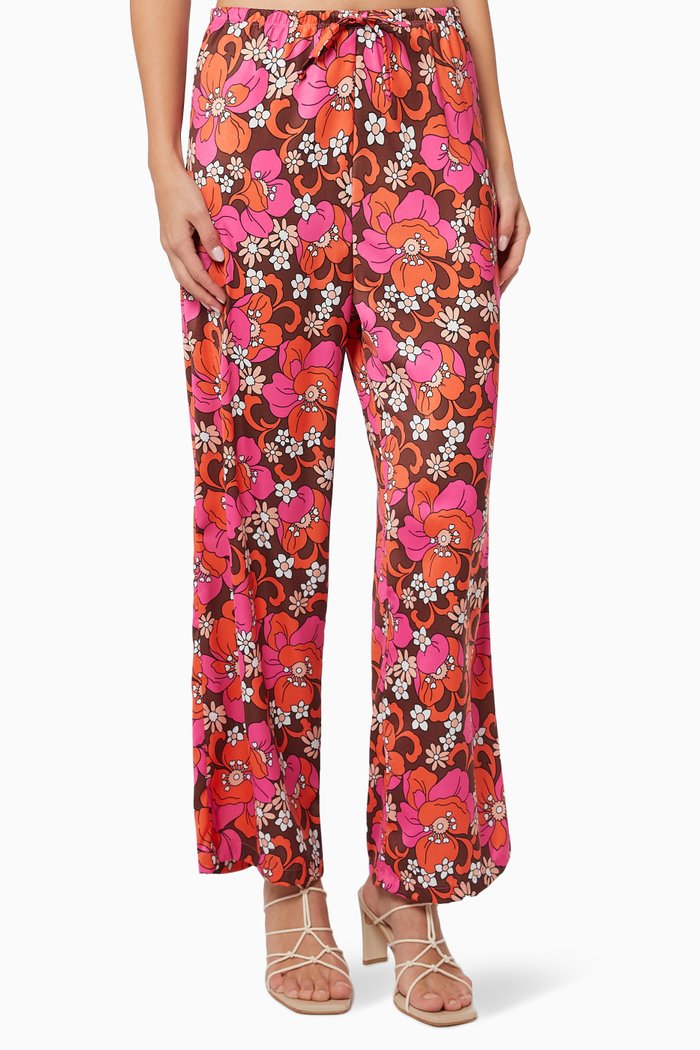 

Michelle Wide Leg Pants in Satin, Red