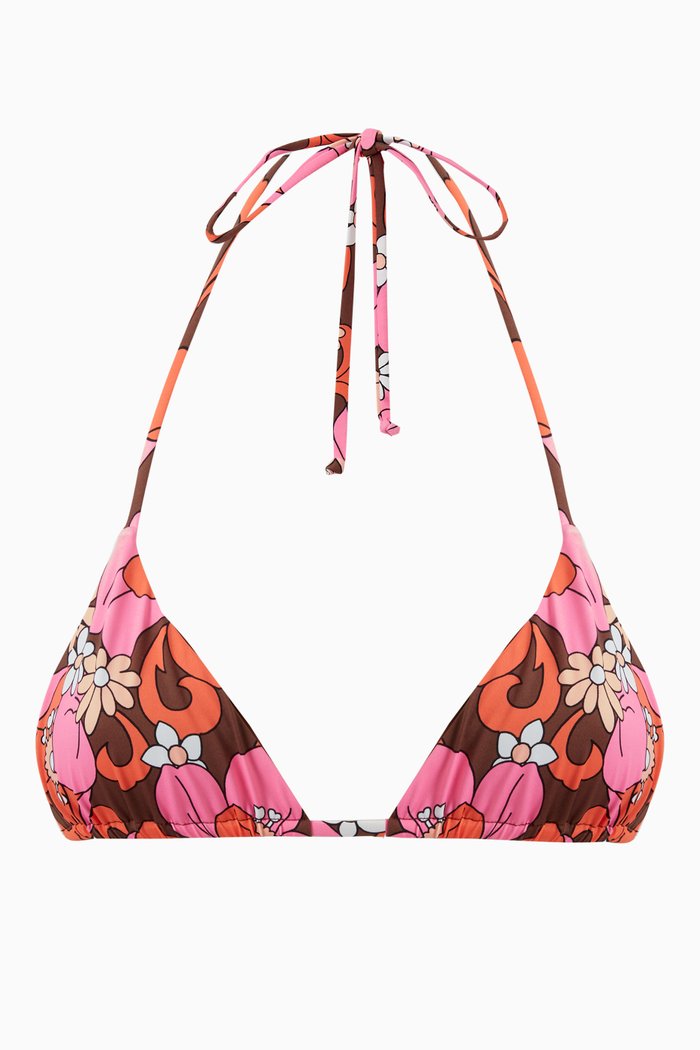 

Tia Triangle Bikini Top in Nylon, Red