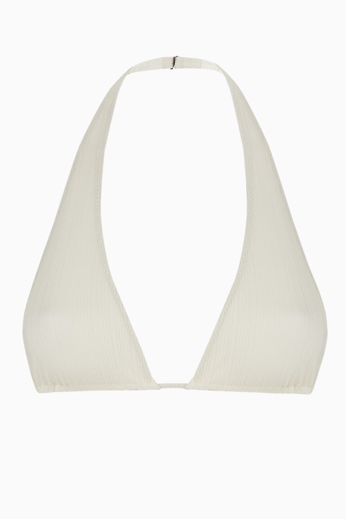 

Harlow Halter Bikini Top in Plissé, Black