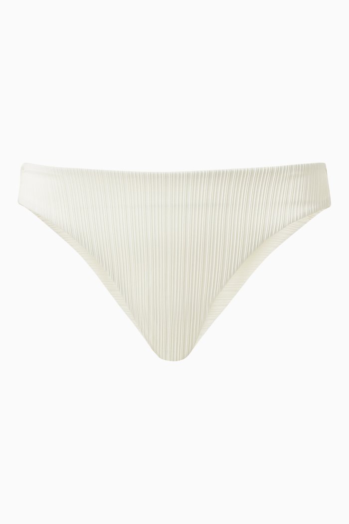 

Dawson Cheeky Bikini Bottom in Plissé, White