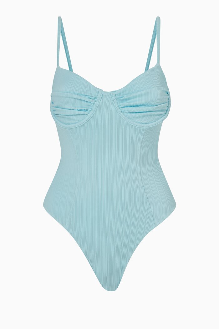 

Lorelai One Piece Swimsuit in Plissé, Blue
