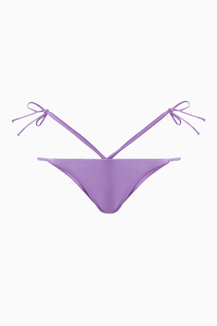 

Halo String Bikini Bottom in Satin, Purple