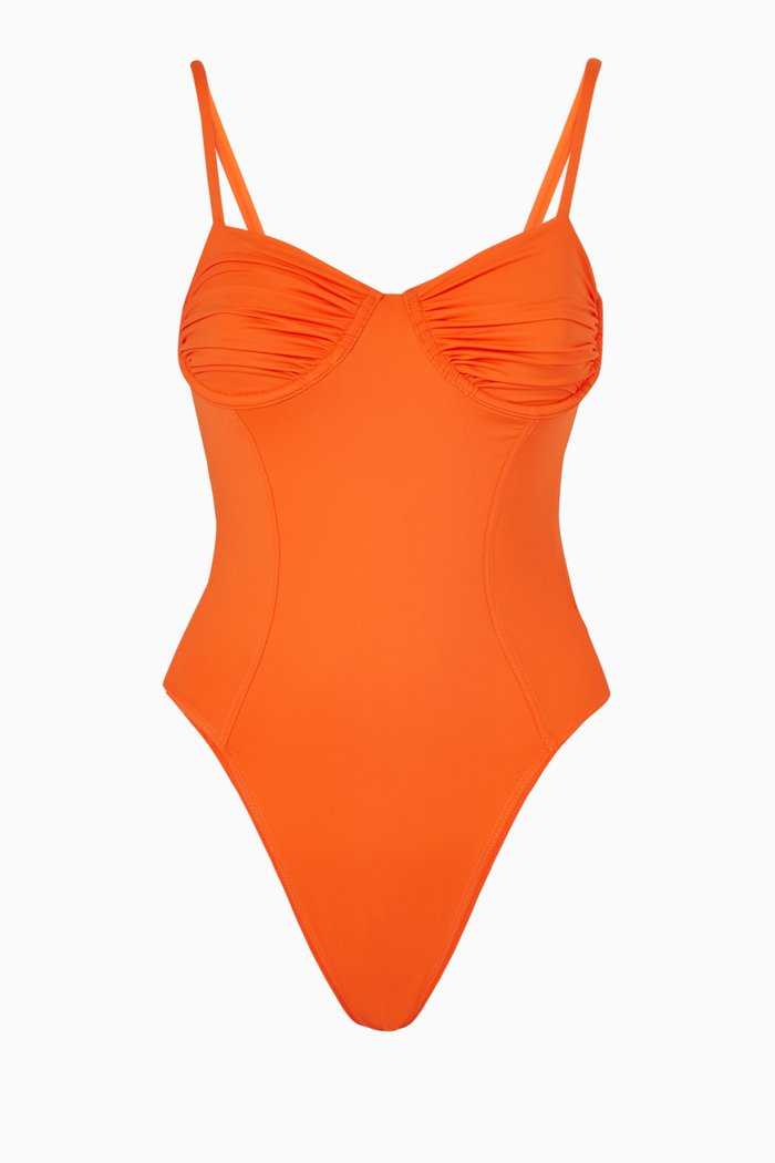 

Lorelai One Piece Swimsuit in Plissé, Orange