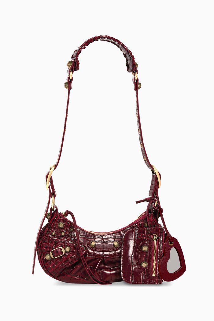 

Le Cagole XS Shoulder Bag in Crocodile Embossed Calfskin, Red