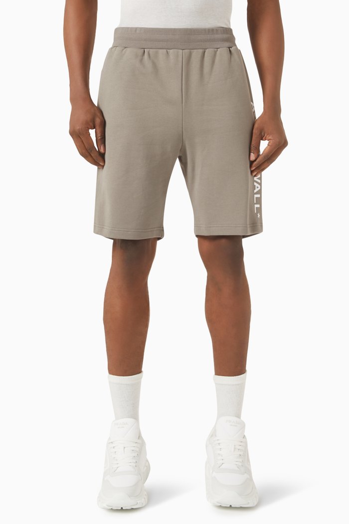 Logo Print Sweat Shorts in Cotton, Grey