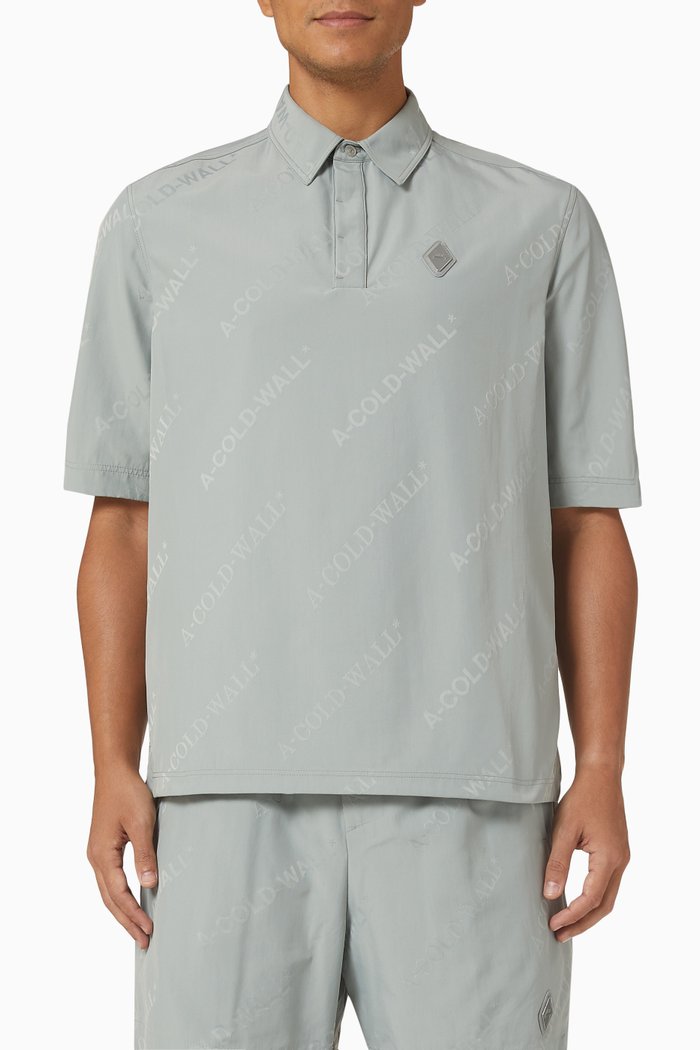 

Monogram Typeset Polo Shirt in Nylon, Grey