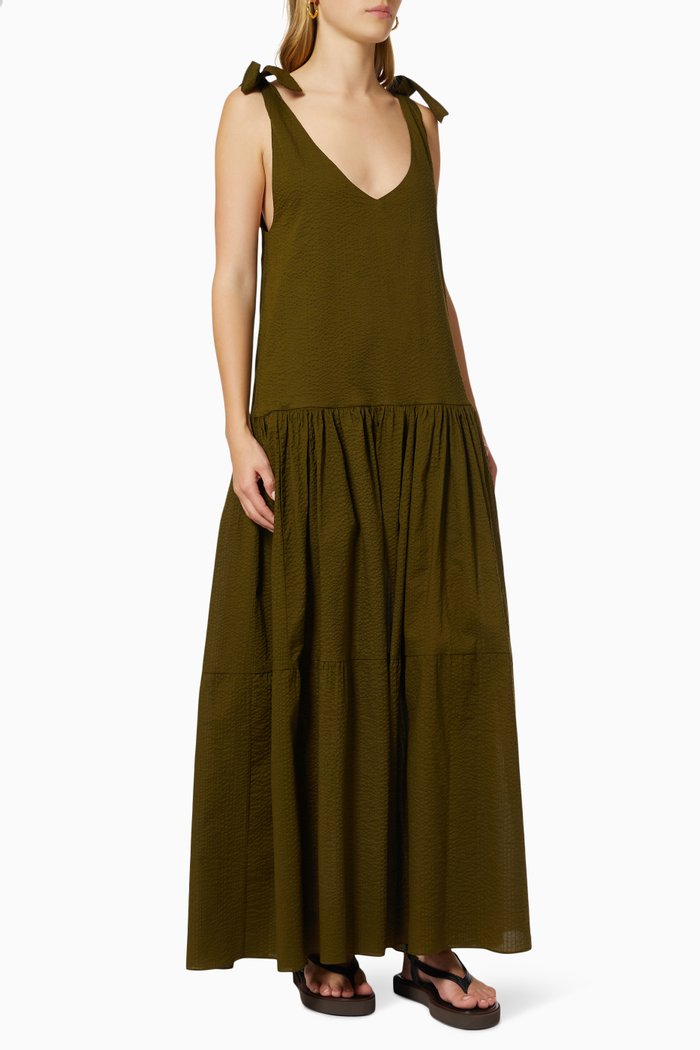 

Soles Dress in Crinkle Cotton, Green