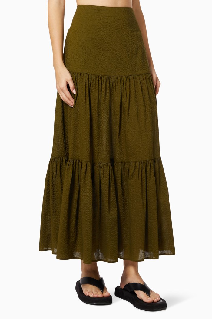 

Palm Desert Skirt in Crinkle Cotton, Green