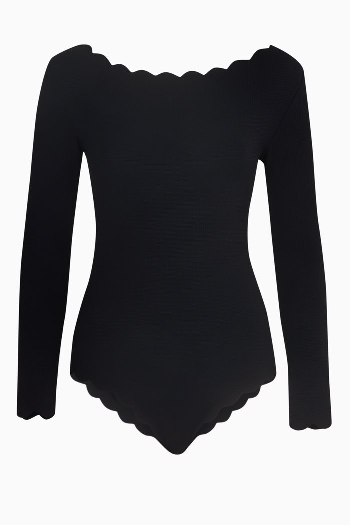 Holly Point Onesie Swimsuit in Textured Nylon, Black