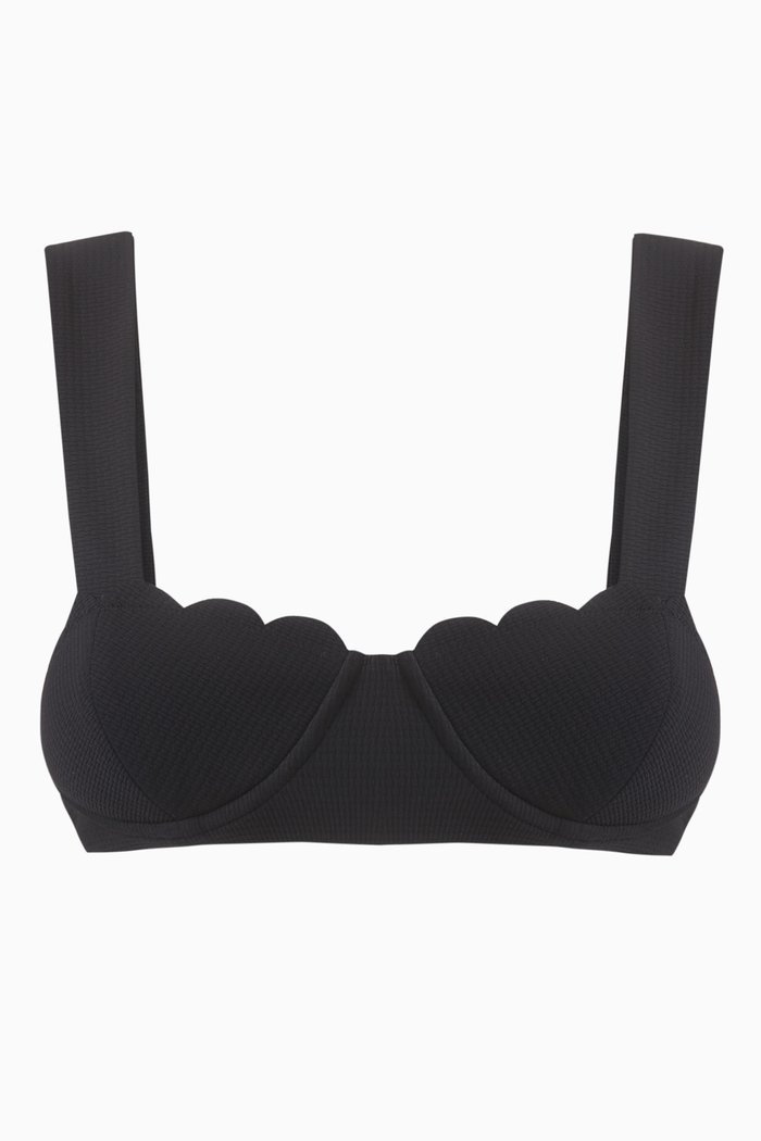 North Bikini Top in Textured Nylon, Black