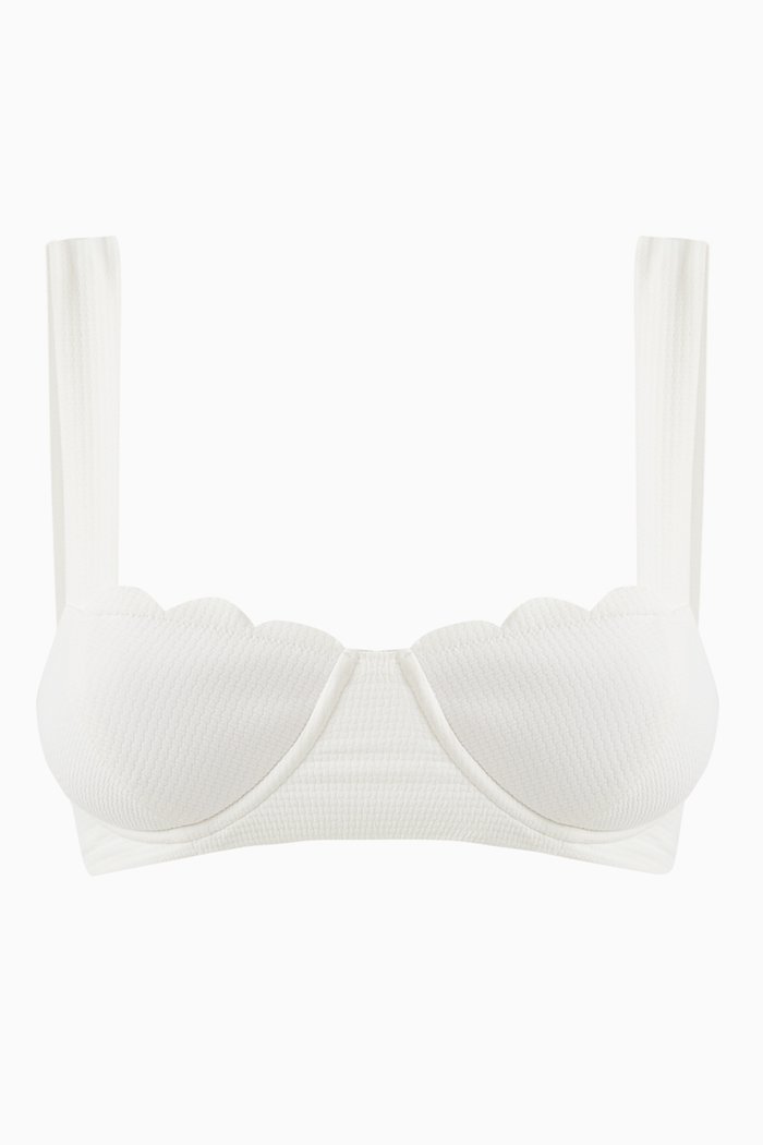 North Bikini Top in Textured Nylon, White