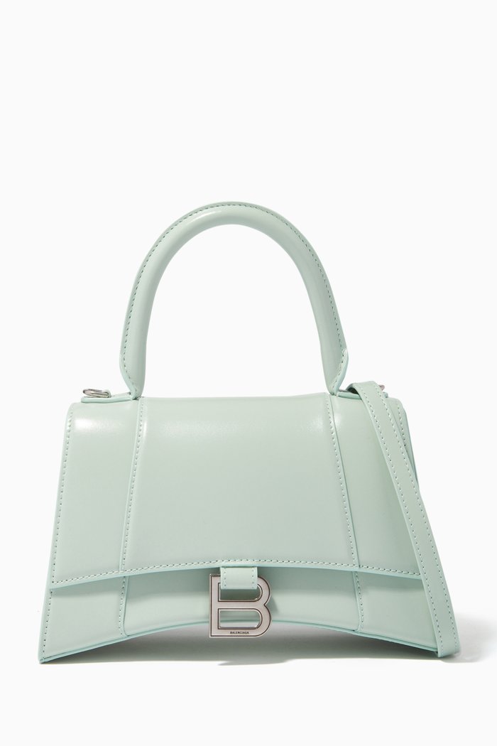 

Hourglass Small Top Handle Bag in Shiny Box Calfskin, Green