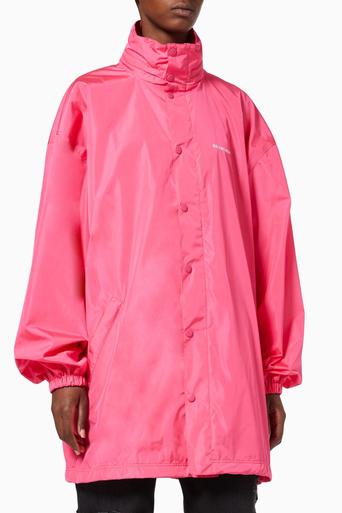 

Oversized Rain Jacket in Nylon, Pink