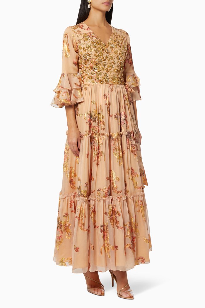 

Marr Wrap Dress in Silk Chiffon, Neutral