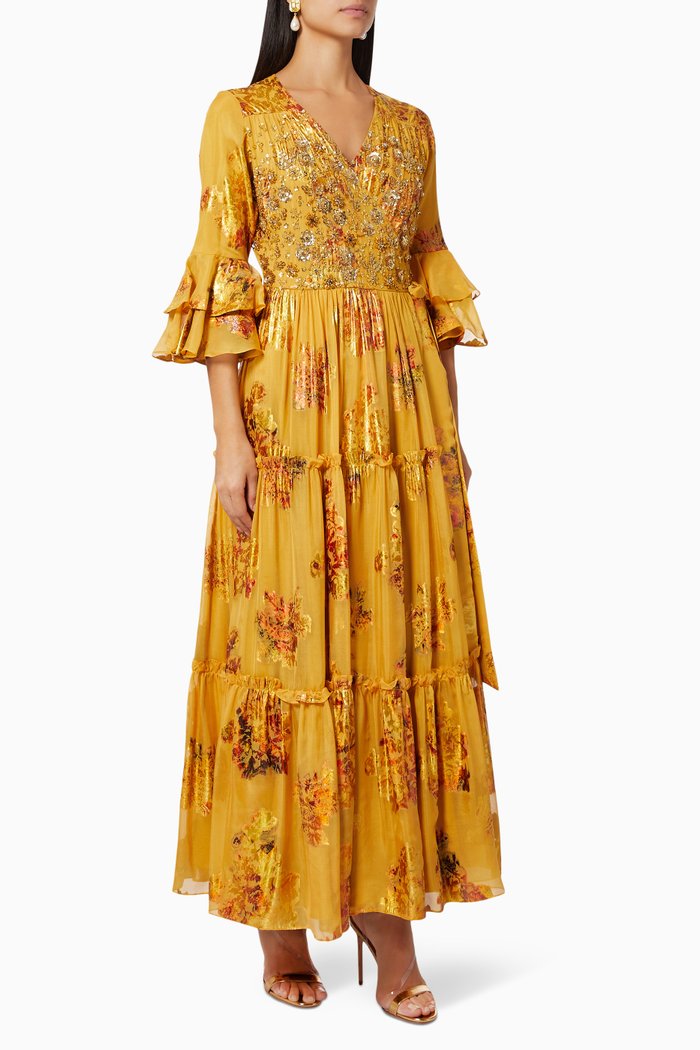 

Marr Wrap Dress in Silk Chiffon, Yellow