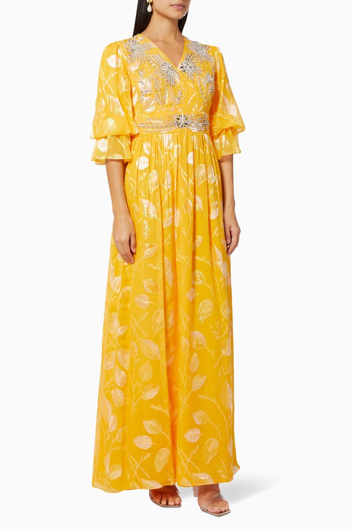 

Zena Dress in Silk Chiffon, Yellow