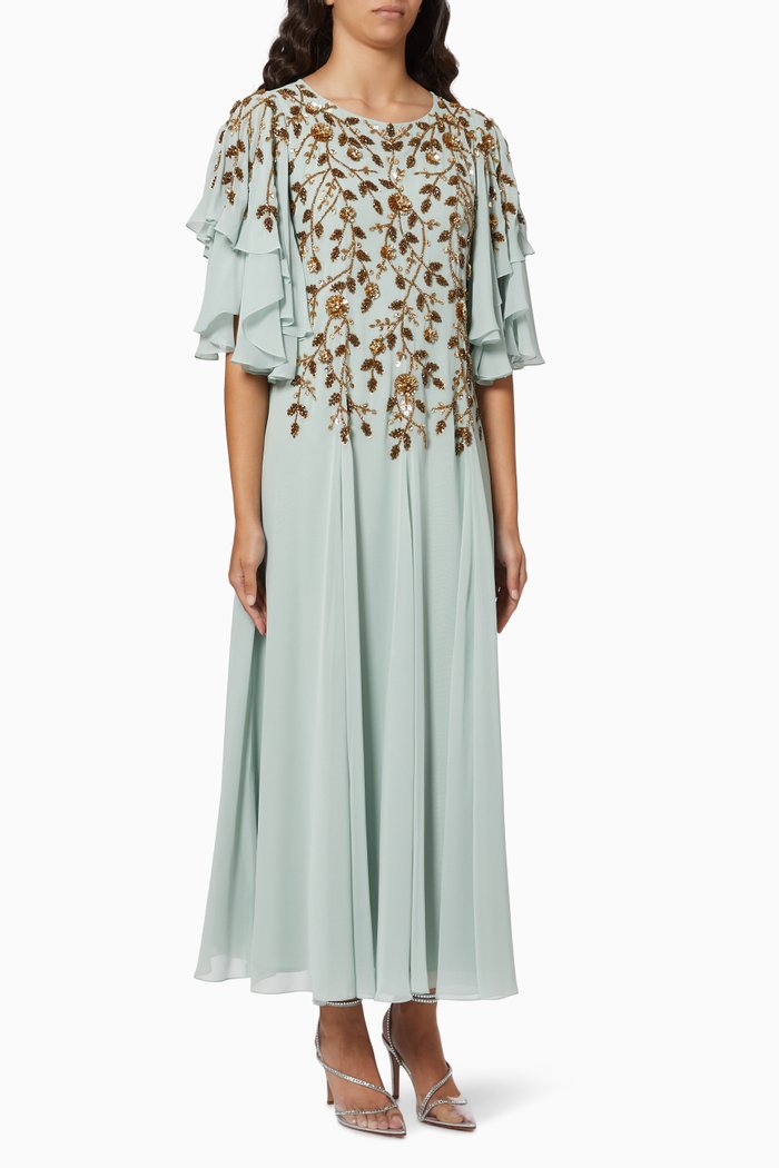 Dalia Dress in Silk Chiffon, Green