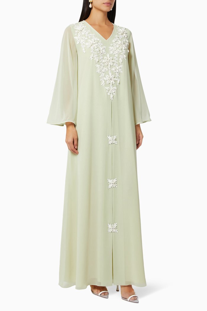Xenia Kaftan in Silk Chiffon, Green