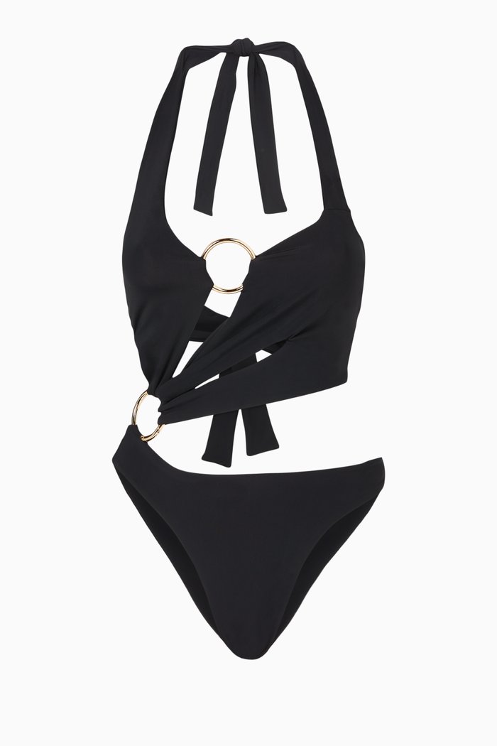 

Asymmetrical One Piece Swimsuit, Black