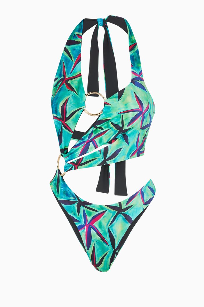 

Asymmetrical One Piece Swimsuit, Green