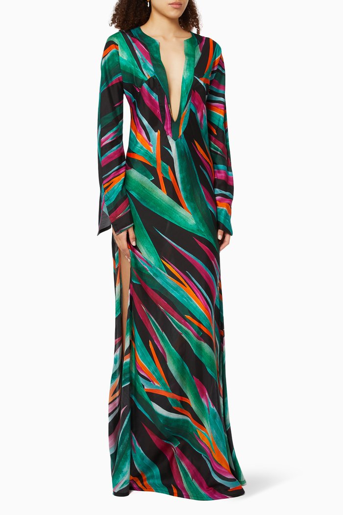 

Long Caftan in Cotton & Silk, Multicolour