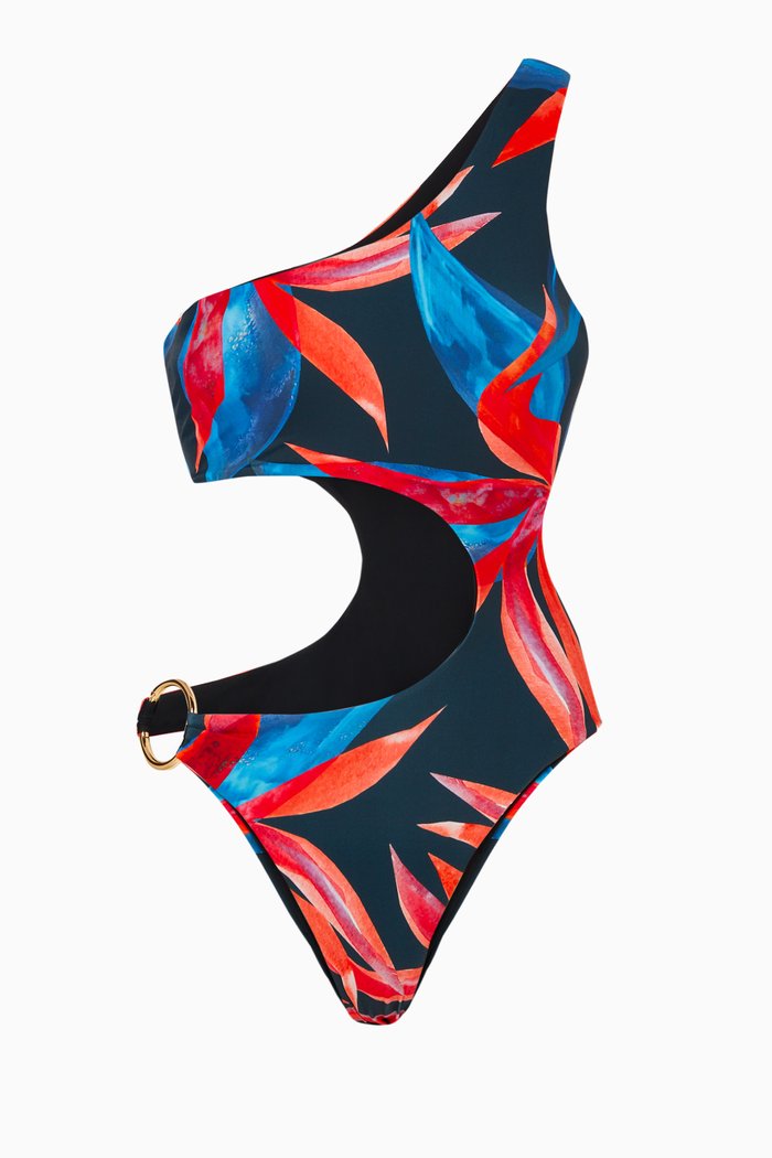 

Half Moon One Piece Swimsuit in Recycled Lycra, Multicolour