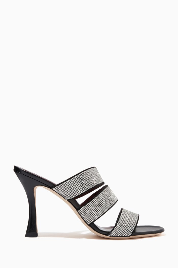 

Sonny Rhinestone Mule Heels in Nappa Leather, Black