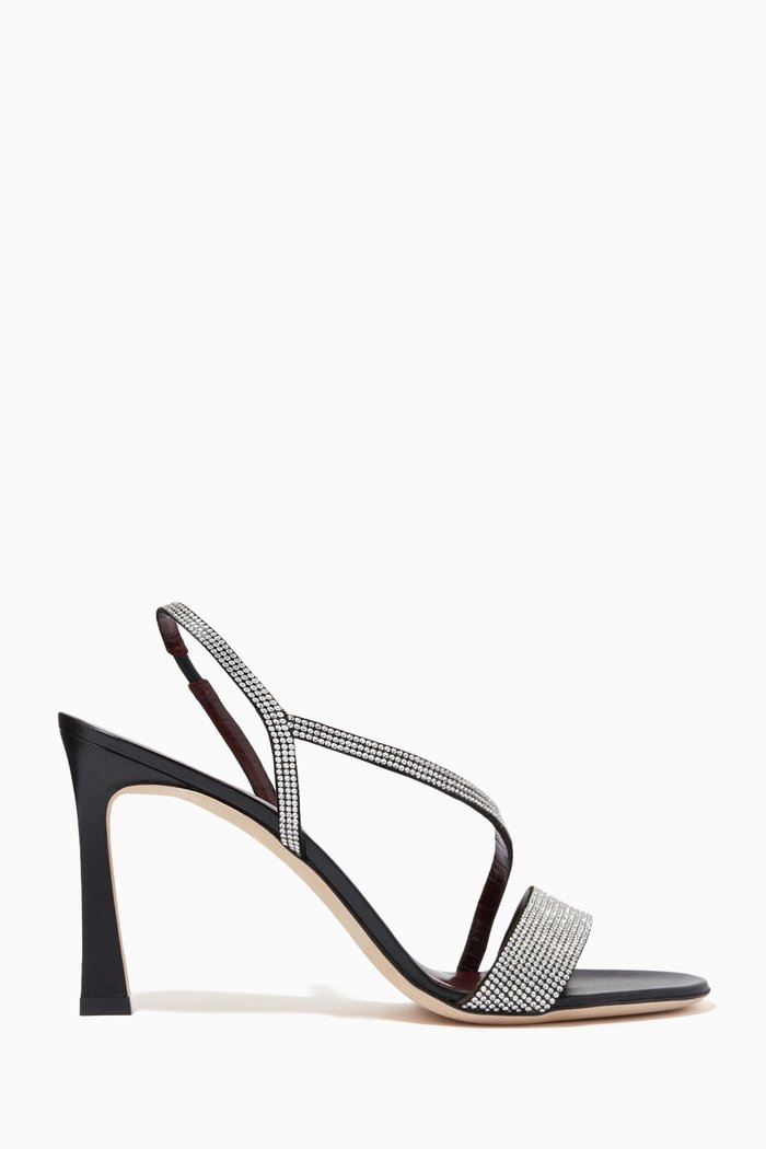 

Nadja Rhinestone Sandals in Nappa Leather, Black