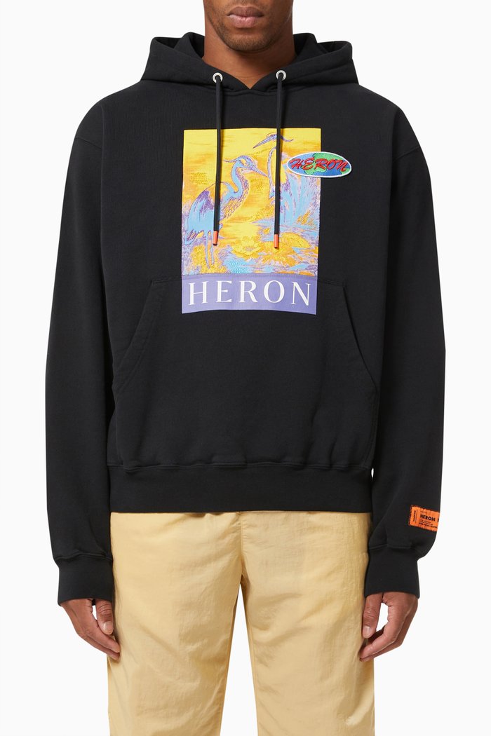 

Logo Print Hoodie in Fleece, Black