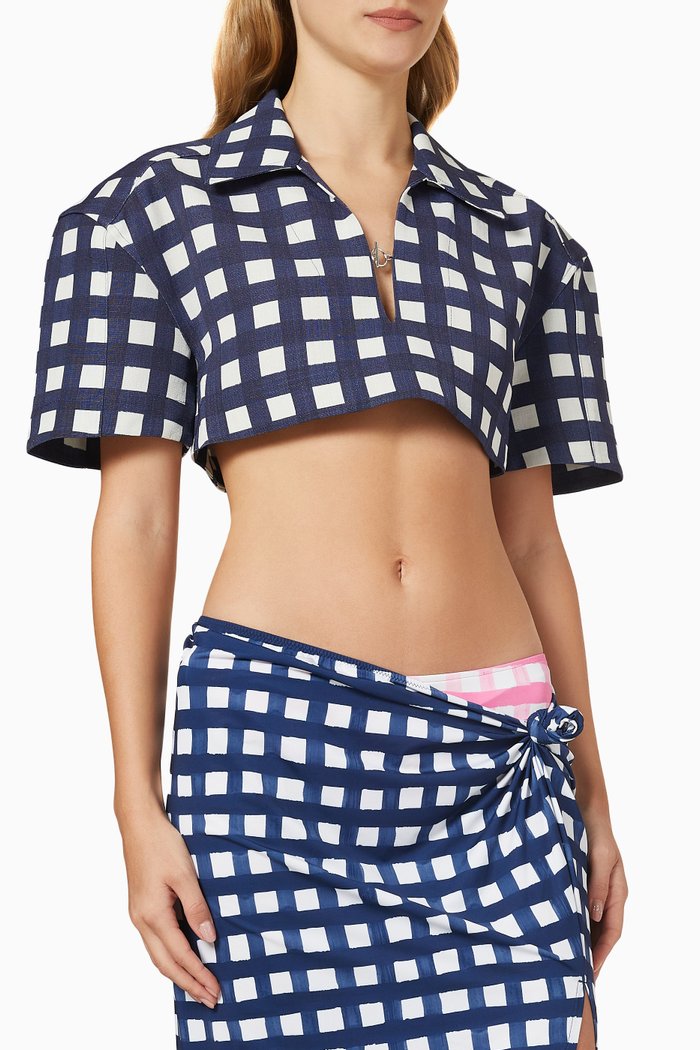 

Le Haut Bebi Cropped Top in Stretch Cotton, Blue