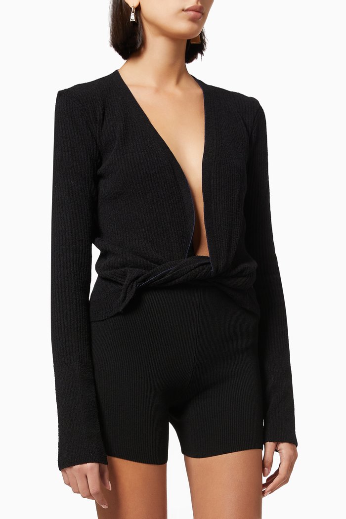 

Le Gilet Noué in Cotton, Black