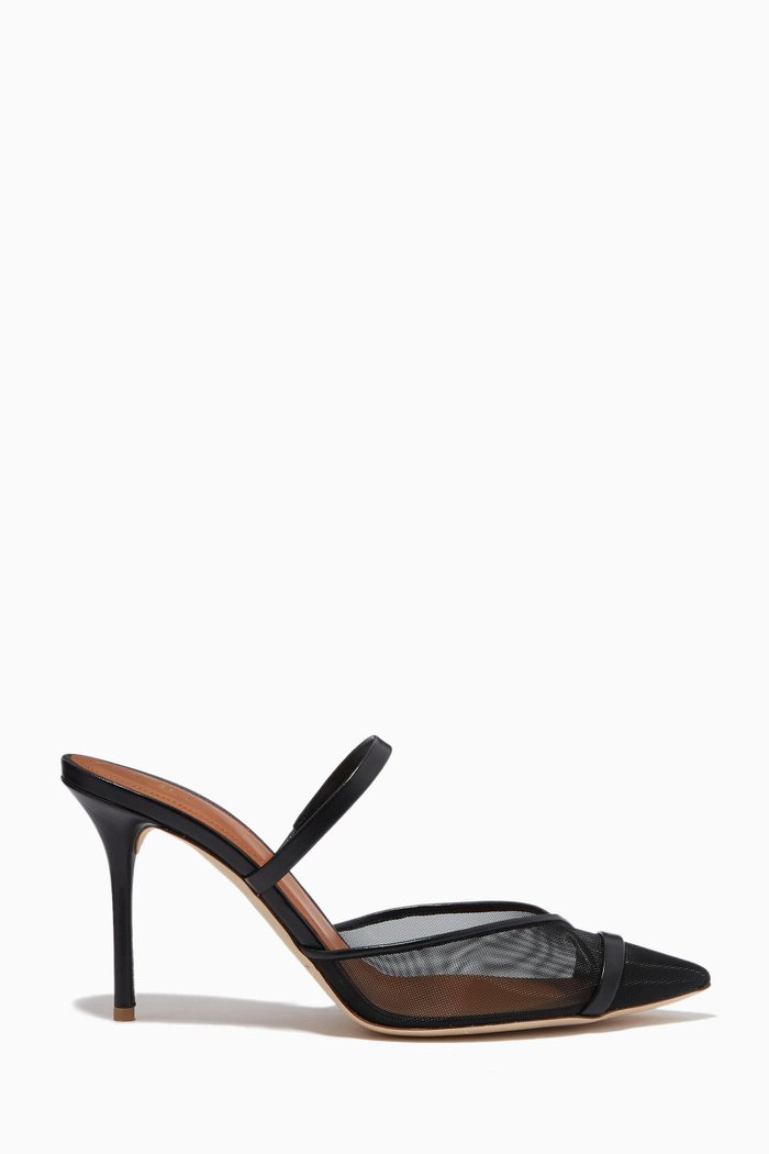

Clio 85 Mules in Mesh & Patent Leather, Black