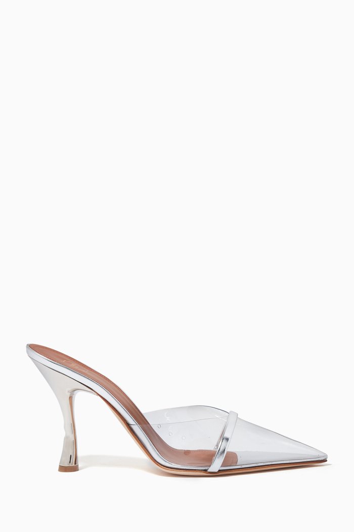 

Joella 90 Mules in PVC & Patent Leather, Silver