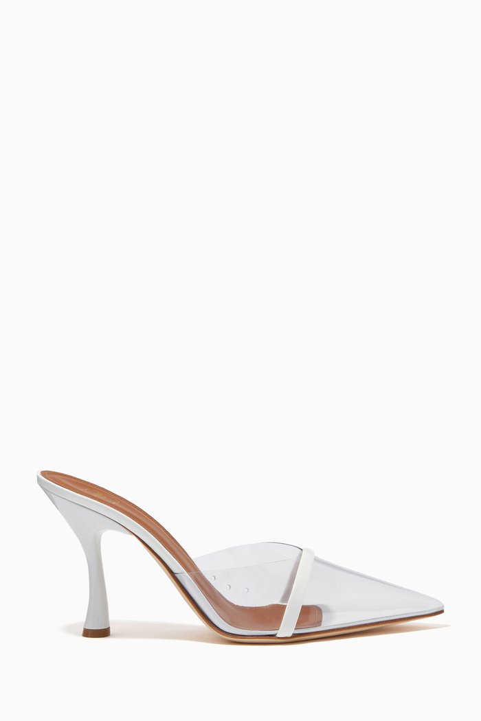 

Joella 90 Mules in PVC & Patent Leather, White