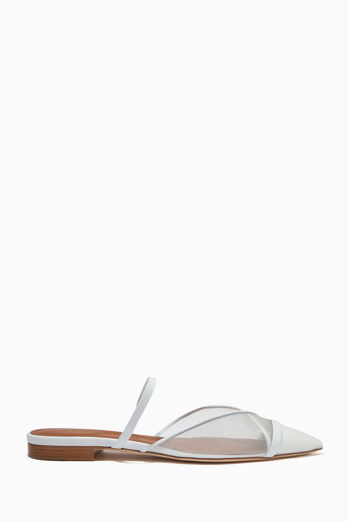 

Clio Slippers in Mesh & Patent Leather, White