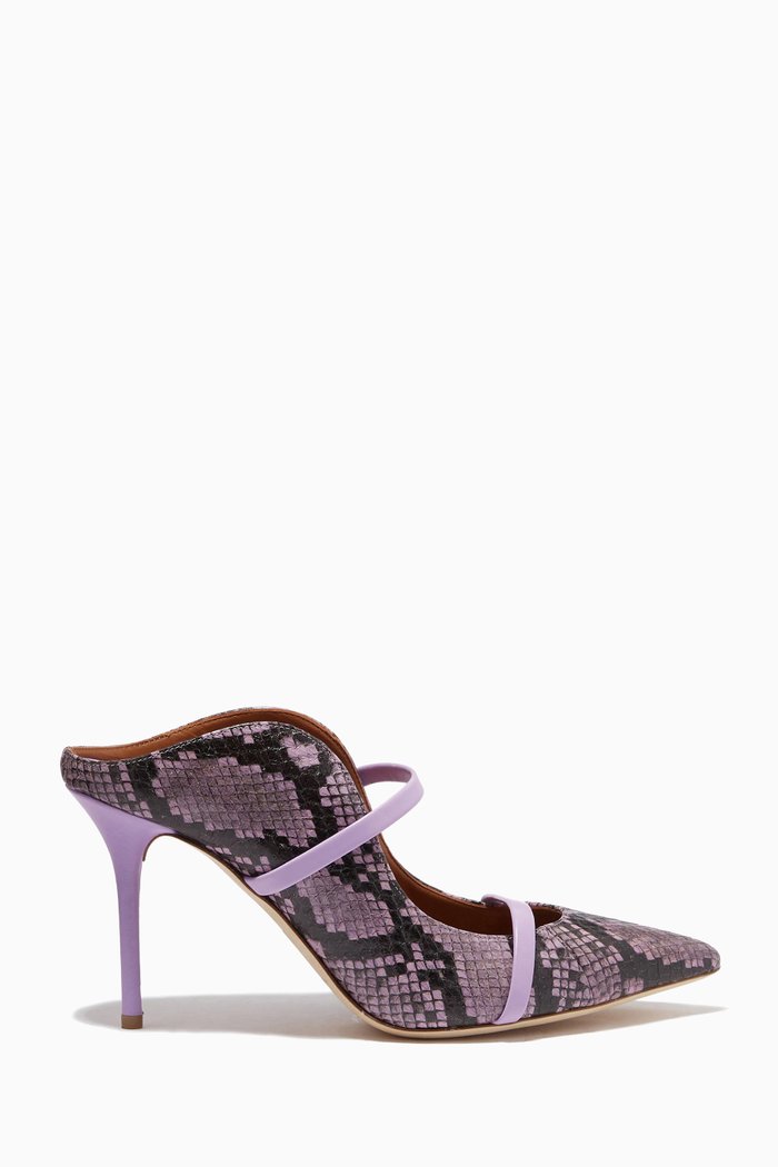 

Maureen 85 Mules in Elaphe Nappa, Purple