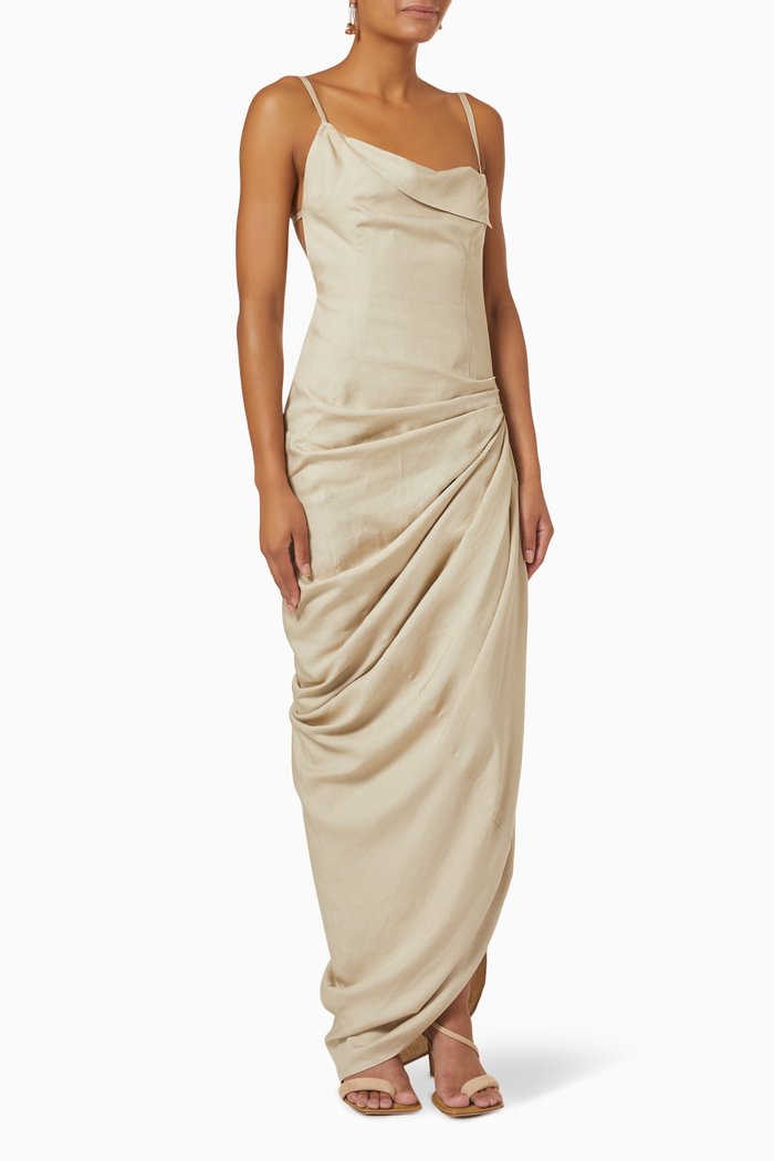 

La Robe Saudade Longue in Viscose, Neutral